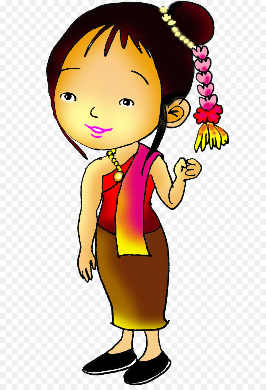 Garota De Desenho Animado，Vestido Tradicional PNG