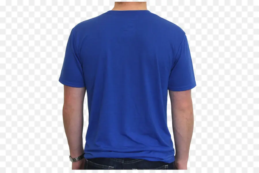 Camiseta Azul，Vista Traseira PNG