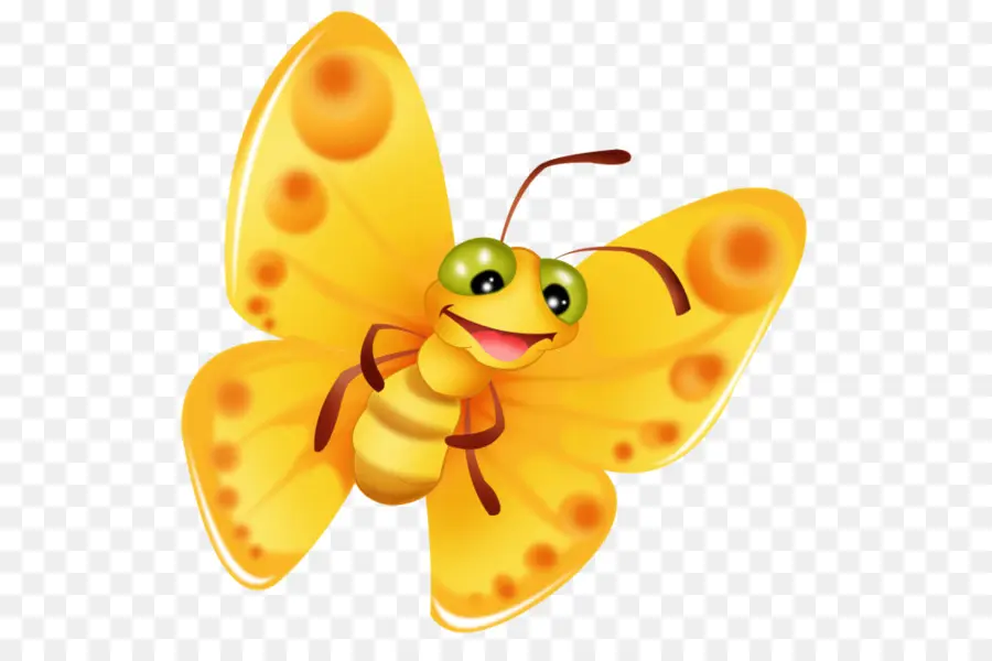 Borboleta De Desenho Animado，Amarelo PNG