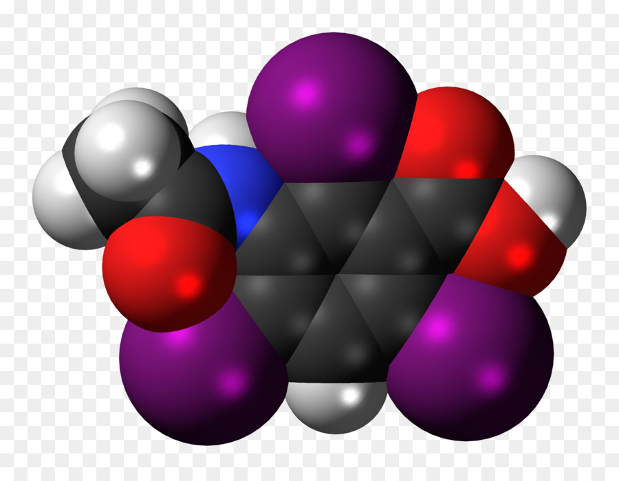 Acetrizoic ácido，Spacefilling Modelo PNG
