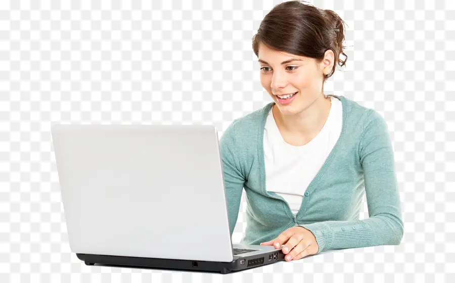 Mulher Com Laptop，Computador PNG