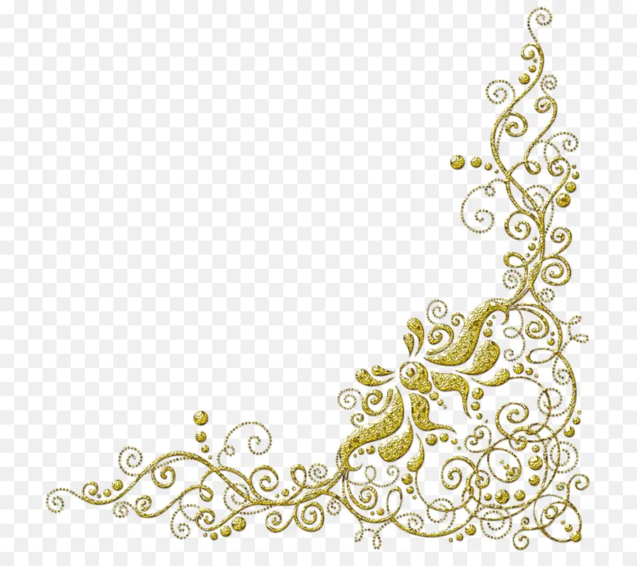 Canto Floral Dourado，Ornamento PNG