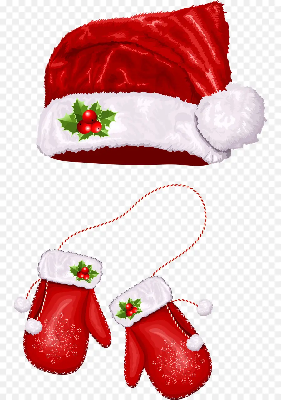 Chapéu E Luvas De Papai Noel，Vermelho PNG