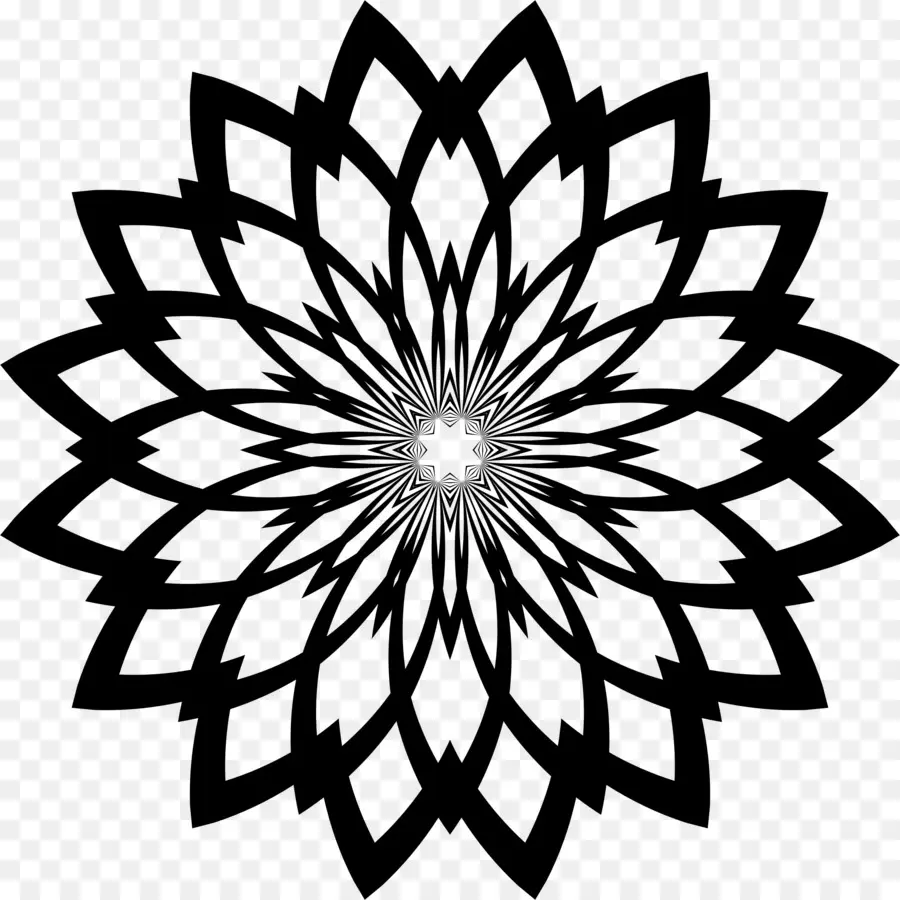 Mandala Preto E Branco，Geométrico PNG