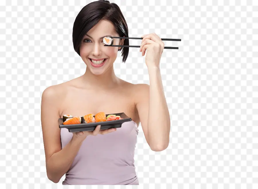 Mulher Com Sushi，Pauzinhos PNG