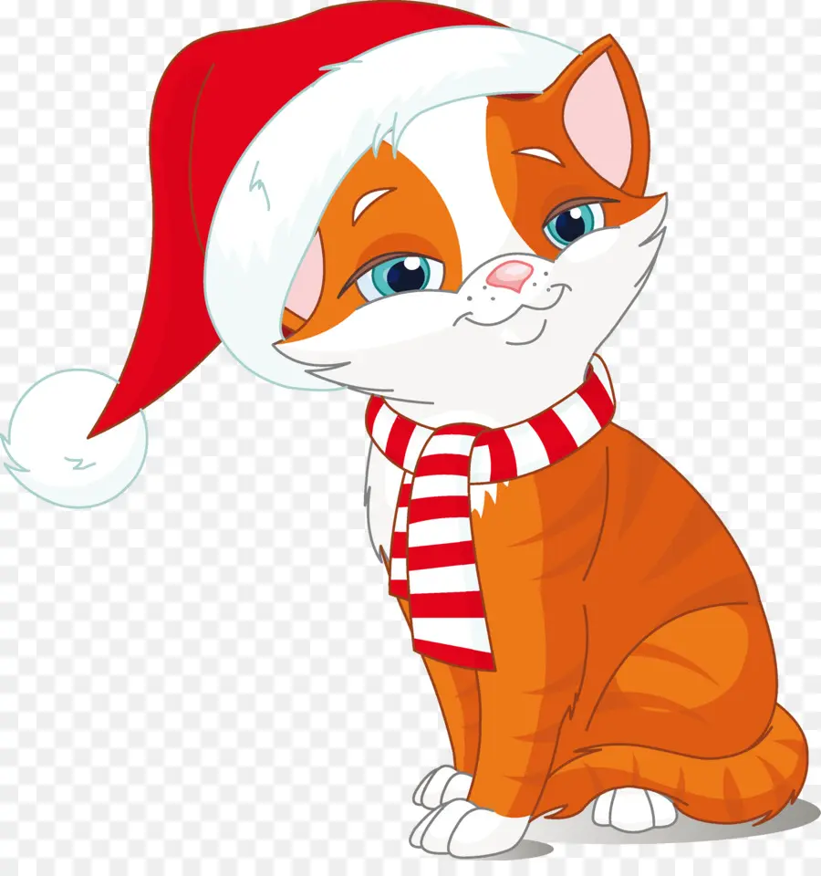 Gato De Natal，Chapéu De Papai Noel PNG