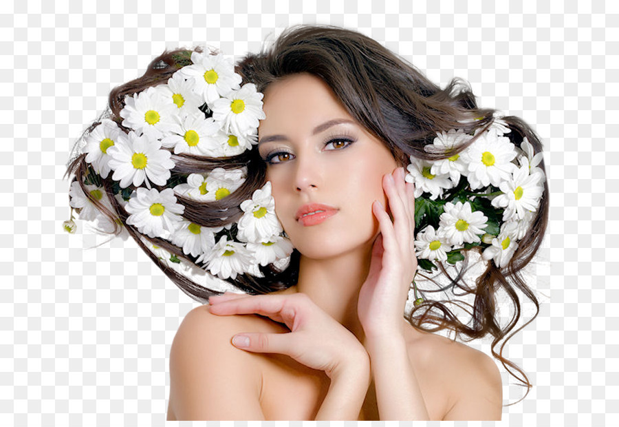 Mulher Com Flores，Cabelo PNG