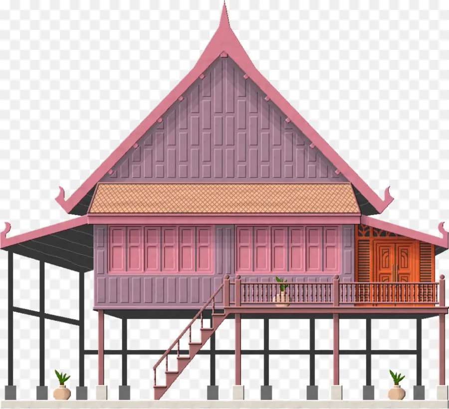 Tradicional Casa Tailandesa，Telhado PNG