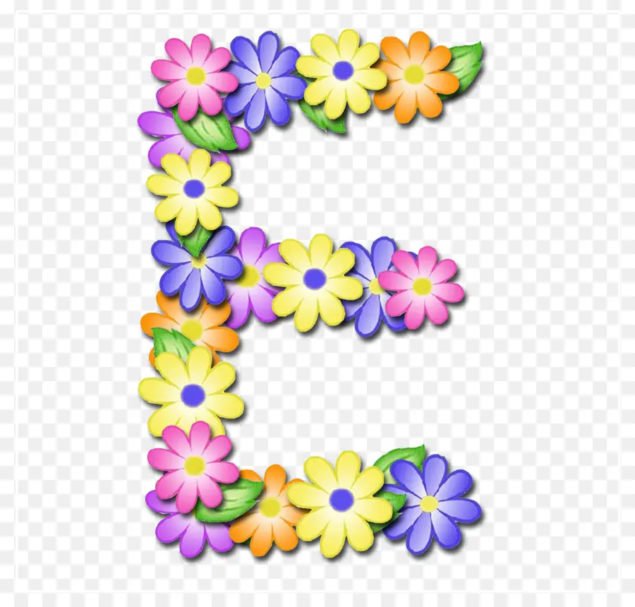 Letra E，Flores PNG