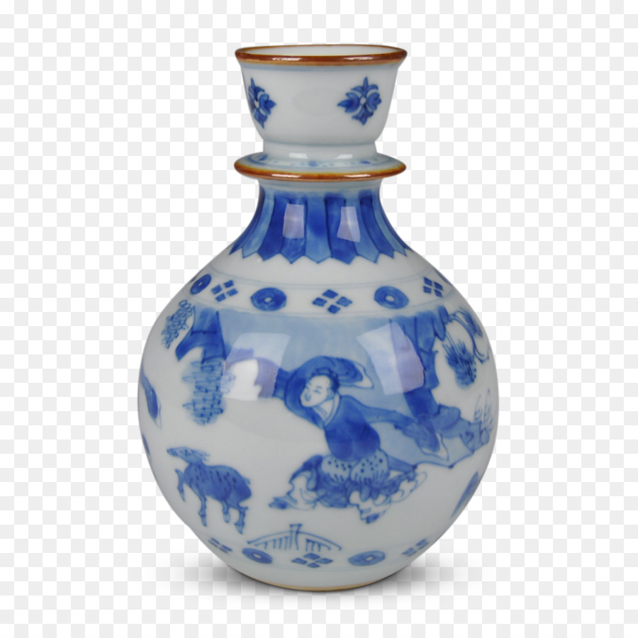Cerâmica Azul E Branca，Vaso PNG