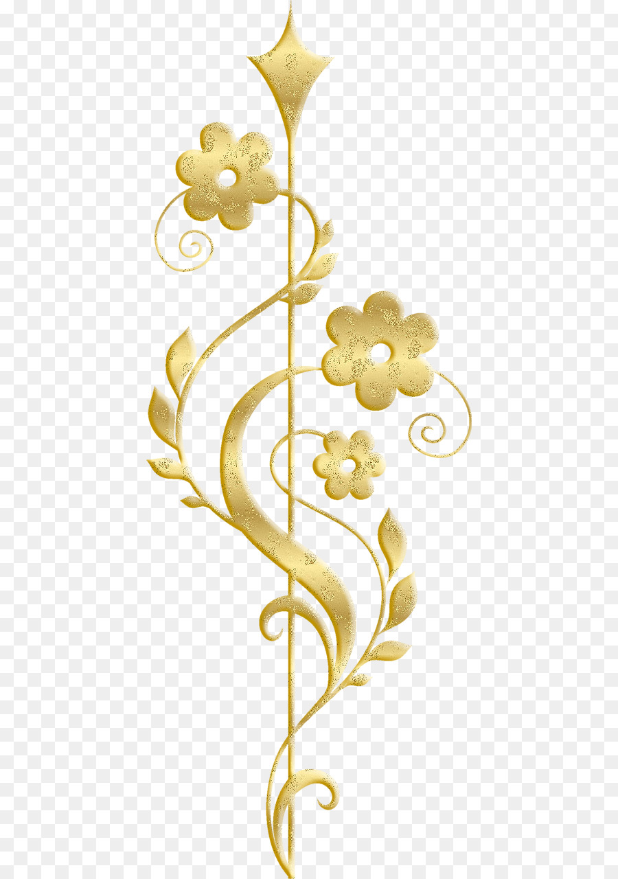 Design Floral Dourado，Flores PNG