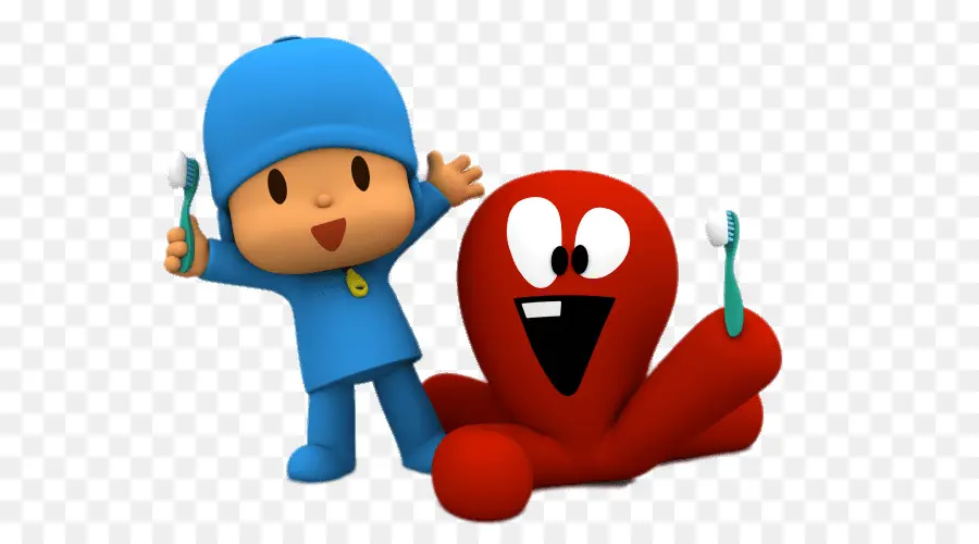 Personagens De Desenhos Animados Com Escovas De Dente，Bonitinho PNG