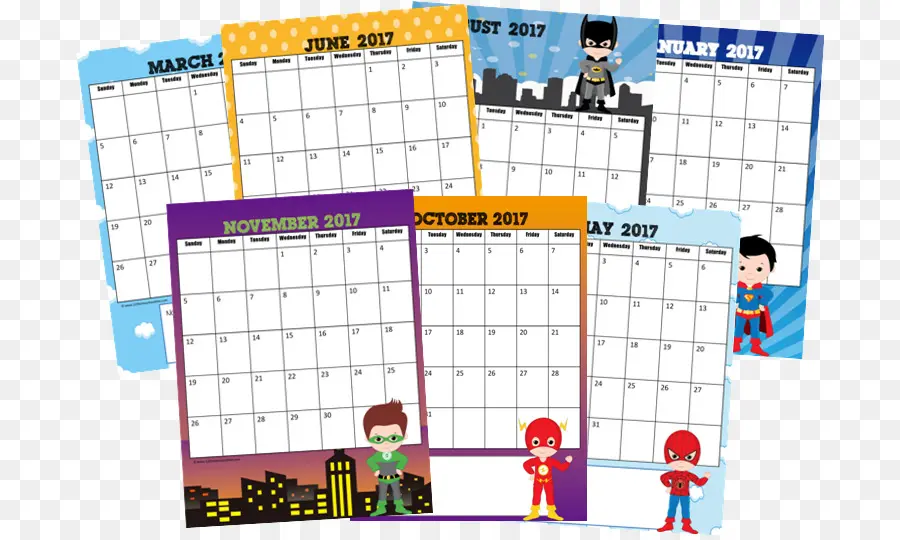 Calendários De Super Heróis，Datas PNG