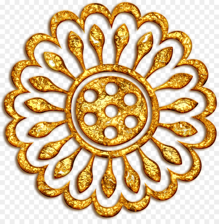 Ornamento Dourado，Flor PNG