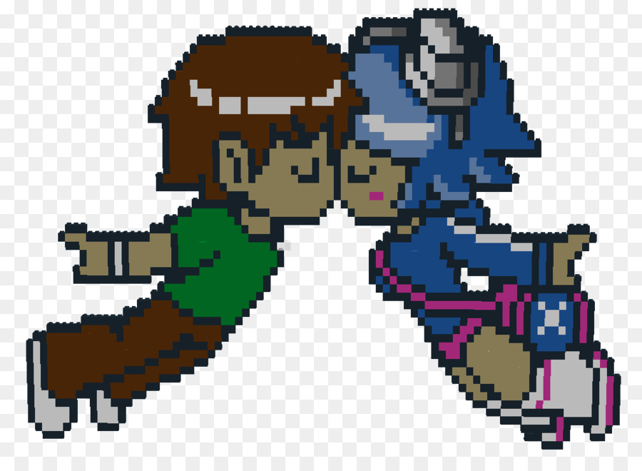 Casal De Pixel Art，Beijo PNG