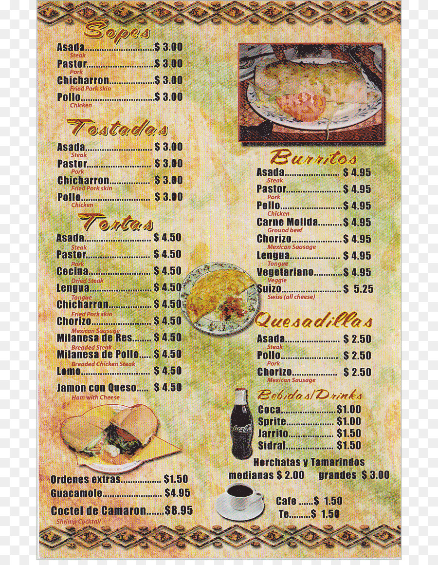 Menu Mexicano，Comida PNG