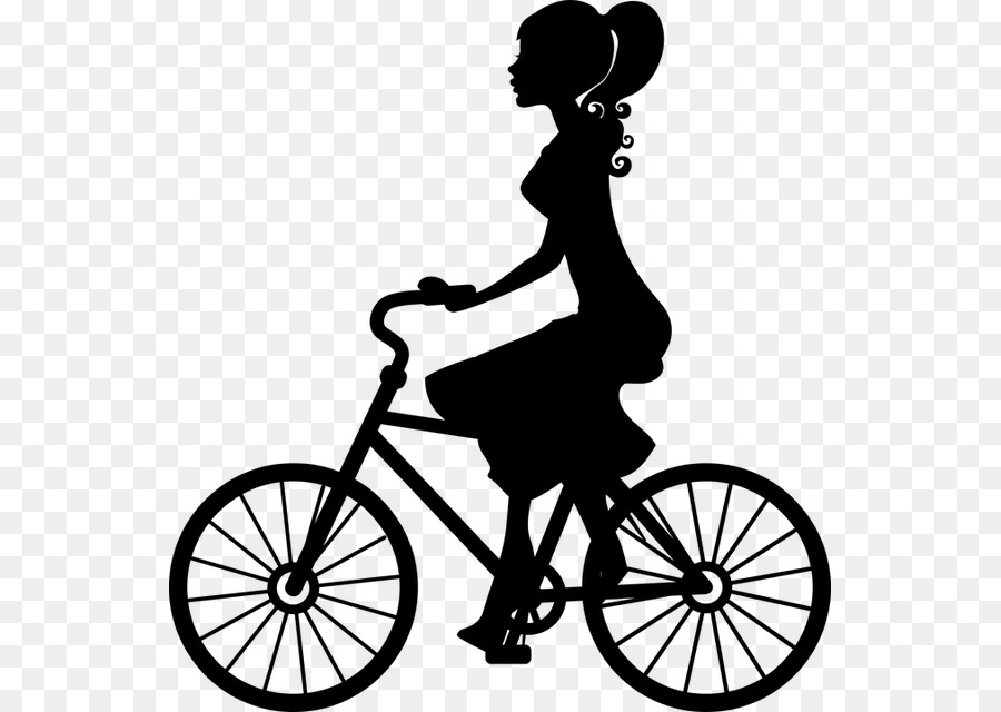 Mulher Na Bicicleta，Silhueta PNG