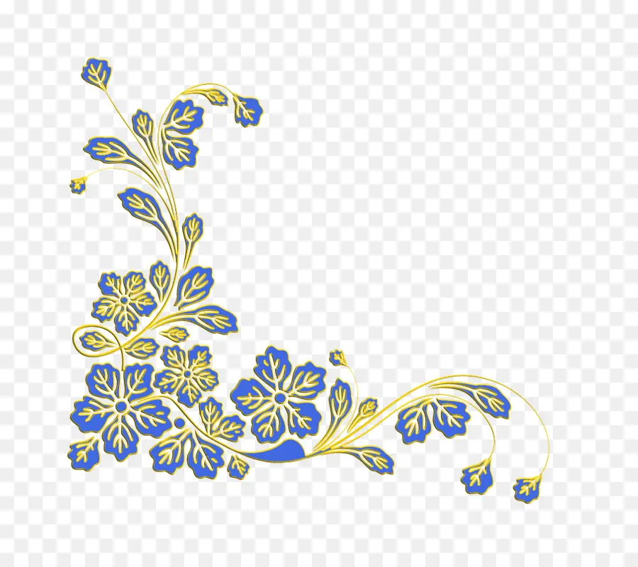 Desenho Floral，Azul PNG