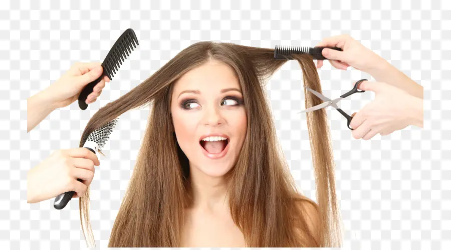 Mulher Com Ferramentas De Cabelo，Corte De Cabelo PNG