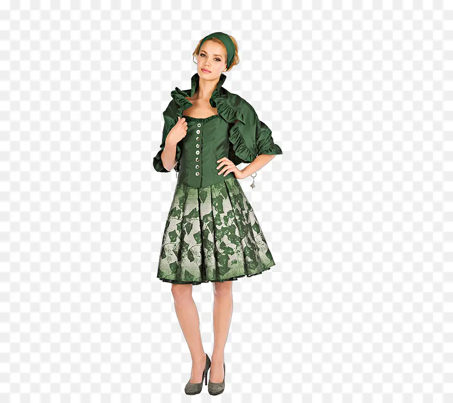 Vestido Verde，Moda PNG