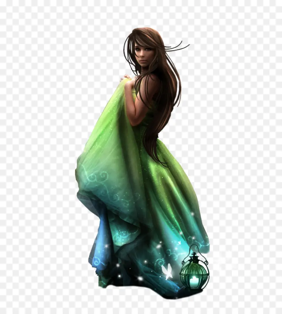 Garota Fantasia，Vestido Verde PNG