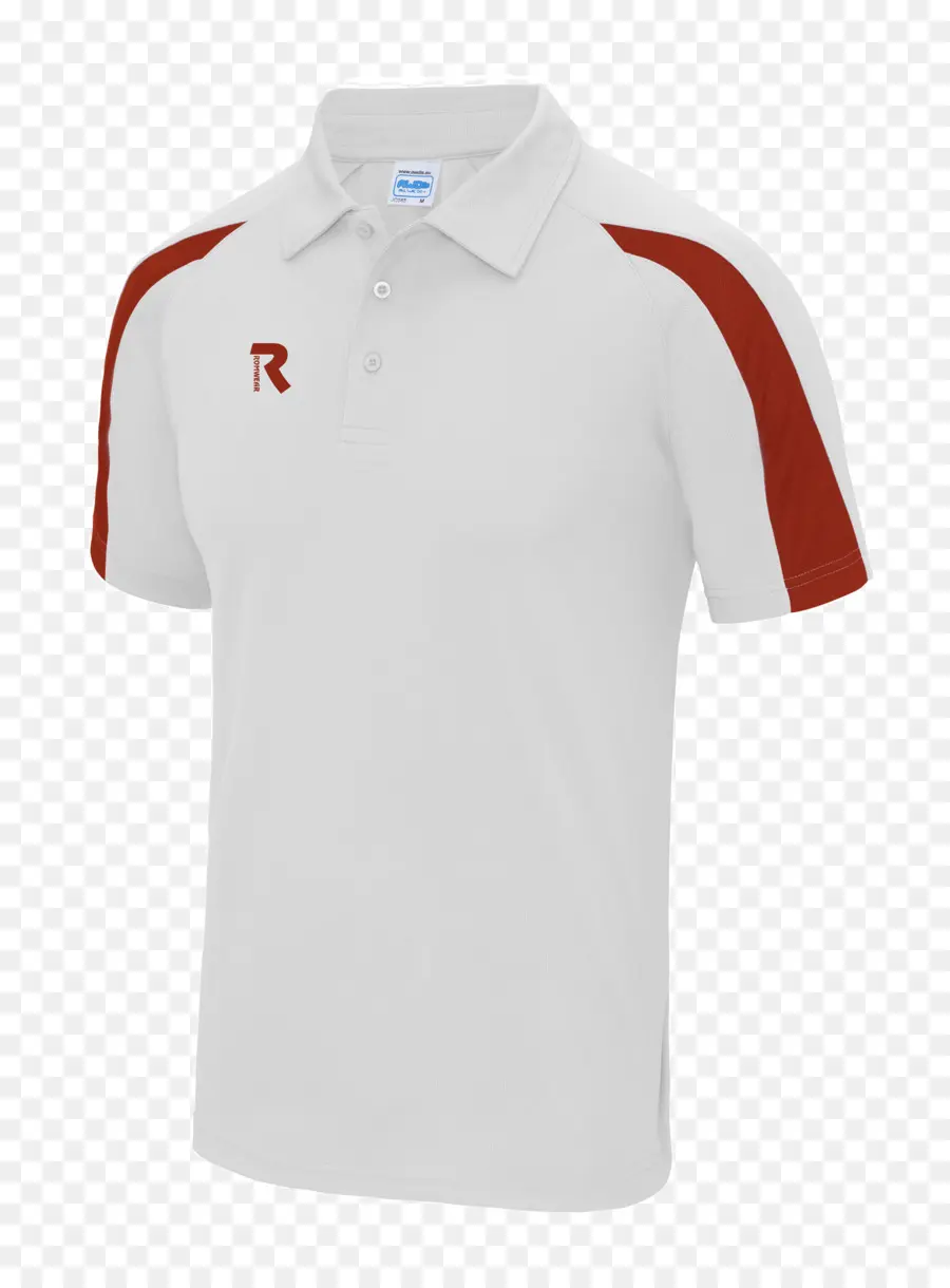 Camisa Pólo Branca，Listras Vermelhas PNG