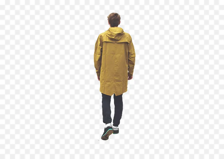 Homem De Casaco Amarelo，Andando PNG