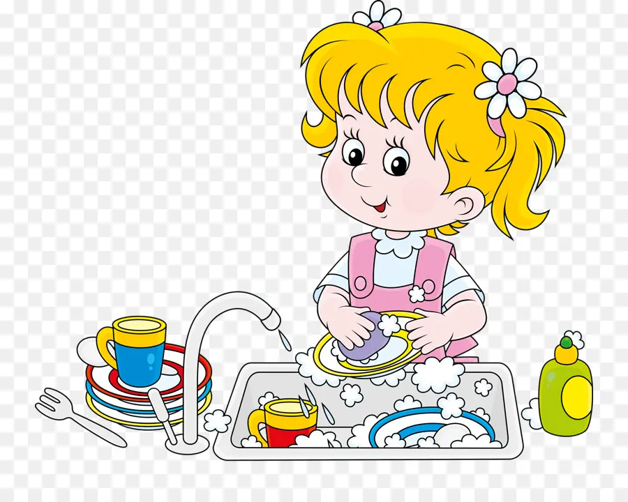 Menina Lavando Pratos，Cozinha PNG