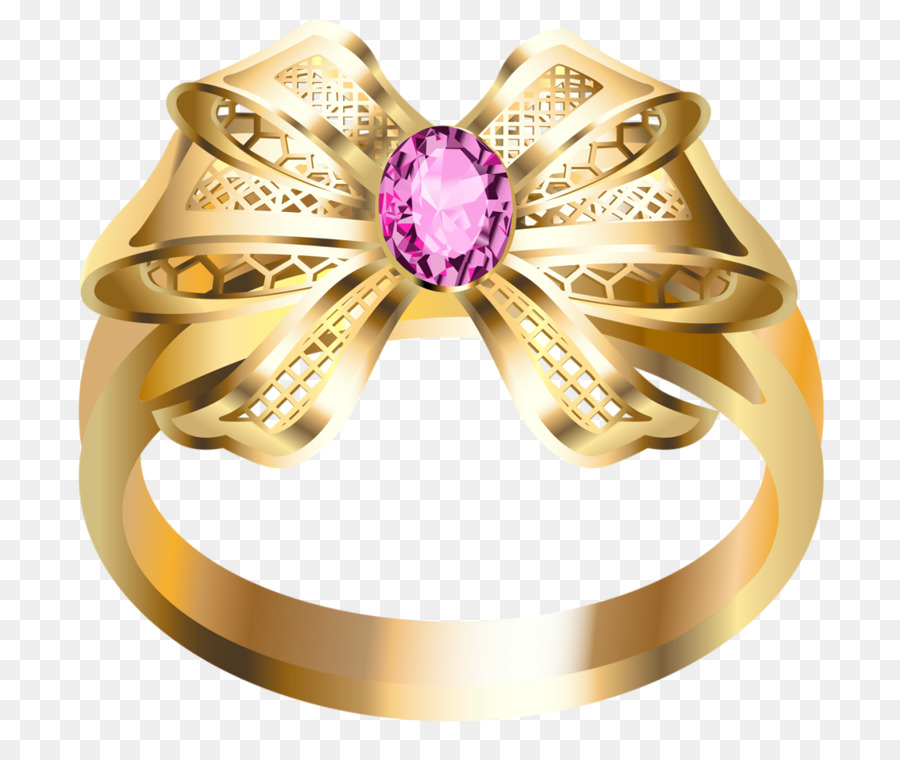 Anel De Ouro Com Gema Rosa，Ouro PNG