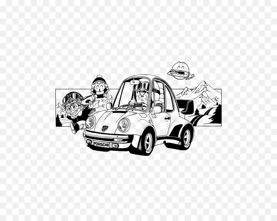 Carro E Personagens De Desenho Animado，Desenho Animado PNG