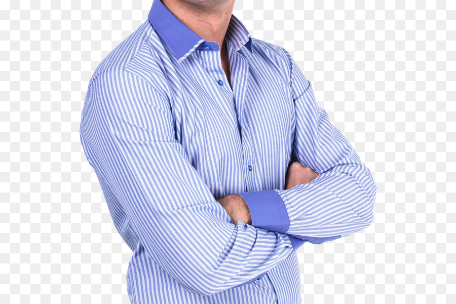 Camisa Listrada，Azul PNG