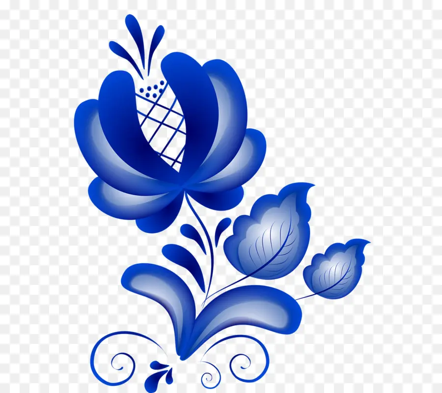 Desenho Floral Azul，Floral PNG