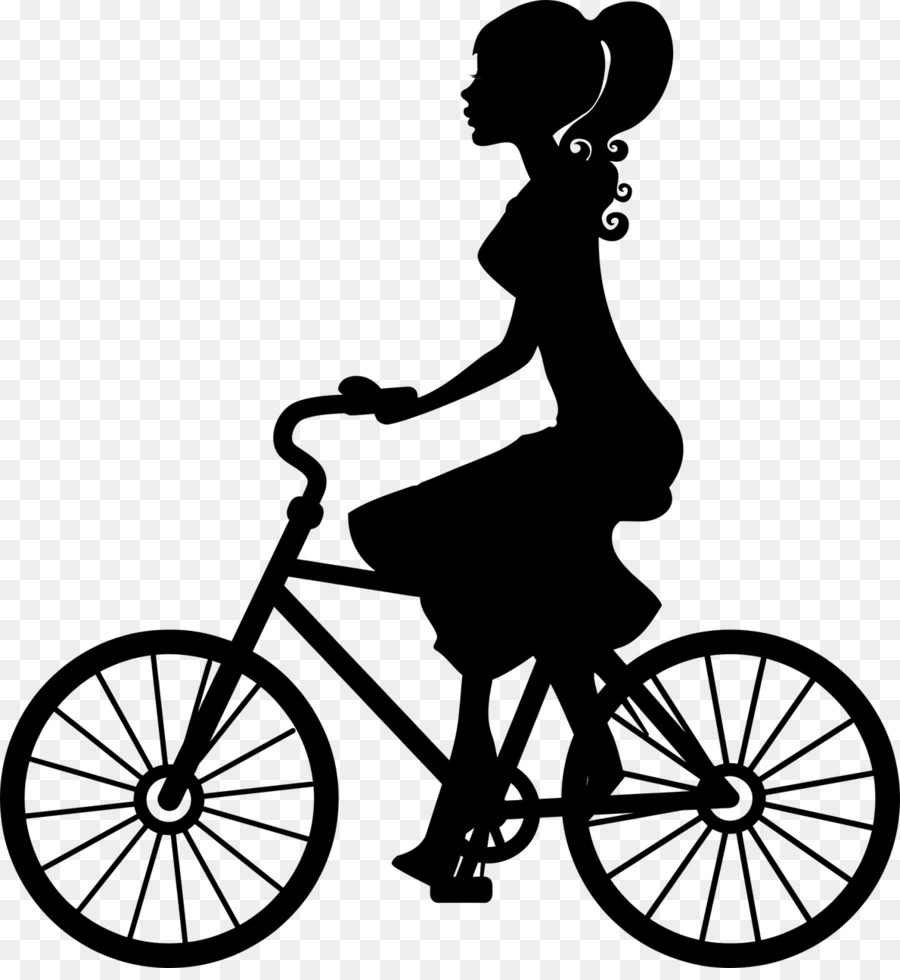 Mulher Na Bicicleta，Silhueta PNG