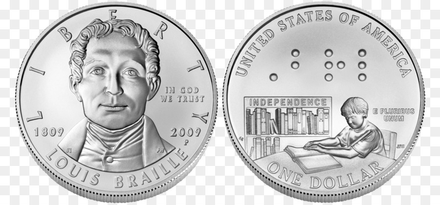 Louis Braille，Moeda De Dólar PNG