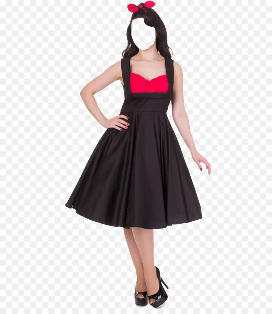 Vestido Retrô，Preto PNG