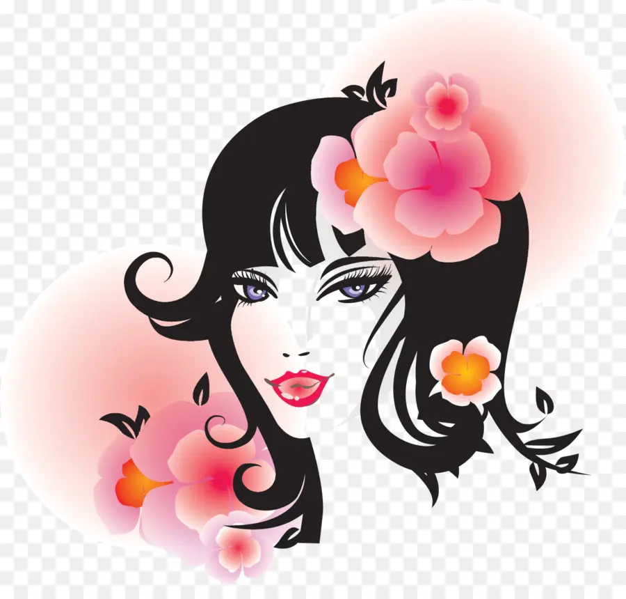 Mulher Com Flores，Face PNG