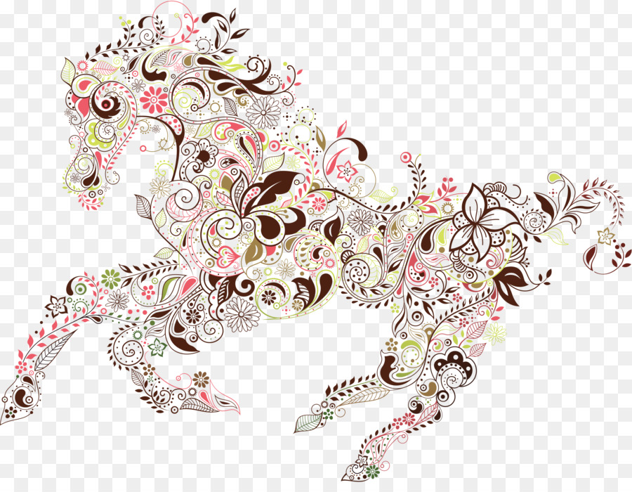 Cavalo，Design Floral PNG