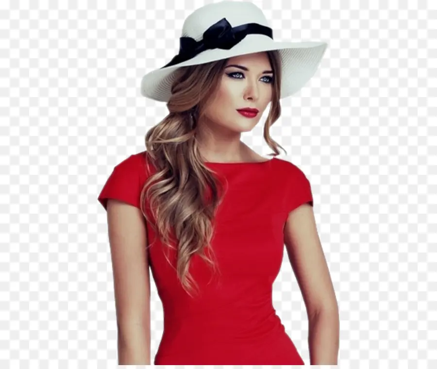 Mulher De Vestido Vermelho，Moda PNG