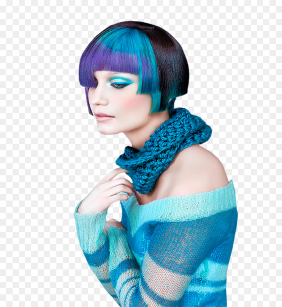 Mulher Com Cabelo Azul，Moda PNG