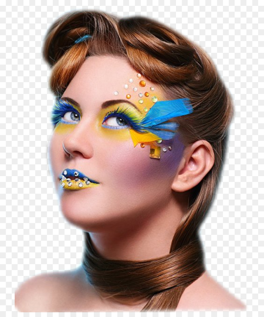 Mulher Com Maquiagem Colorida，Face PNG