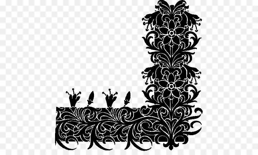 Padrão Floral Preto，Ornamento PNG