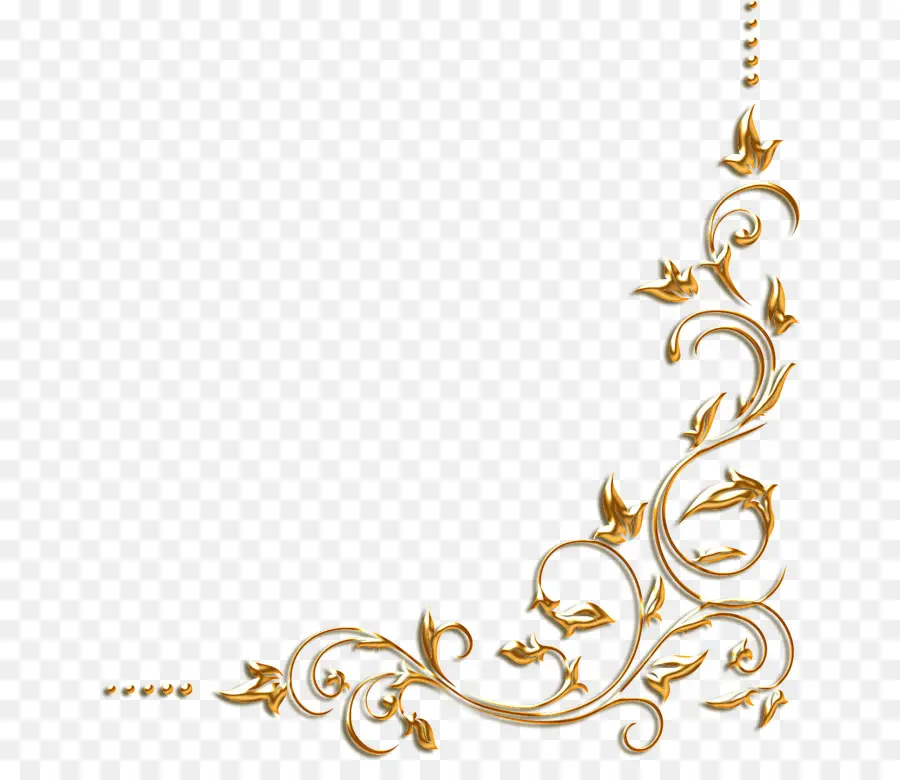 Design Floral Dourado，Ornamento PNG