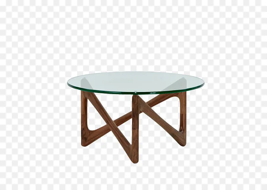 Mesa Com Tampo De Vidro，Base De Madeira PNG