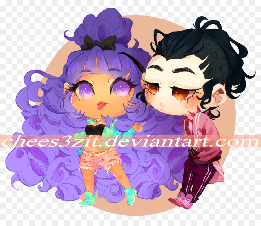 Personagens Chibi，Cabelo Roxo PNG