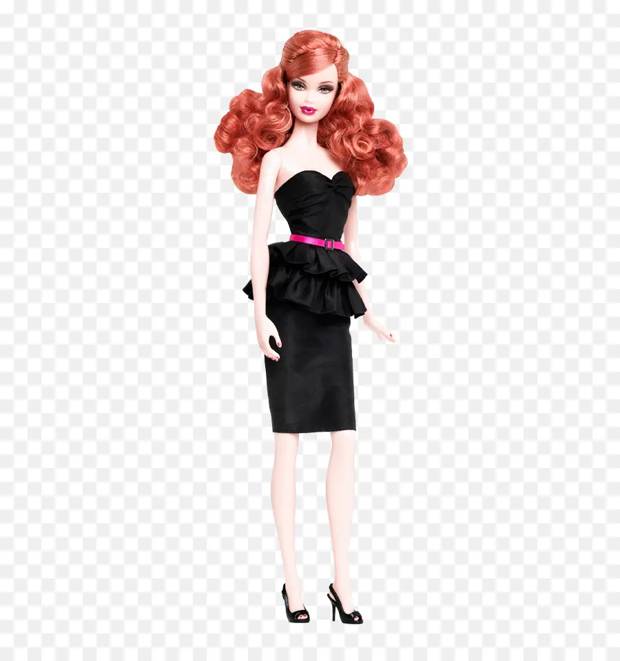 Boneca Barbie Com Vestido Preto，Moda PNG