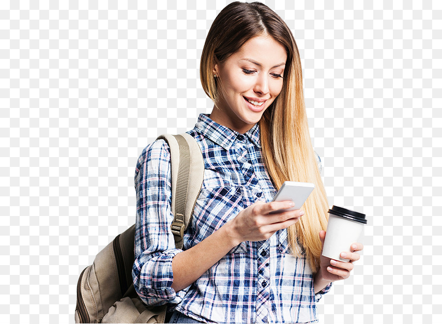 Mulher Com Telefone E Café，Mochila PNG