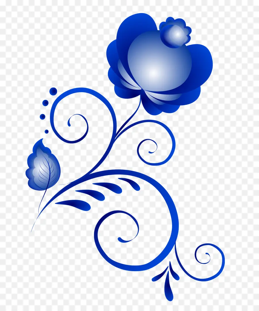 Desenho Floral Azul，Floral PNG