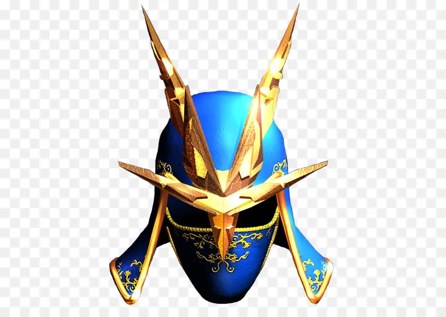 Capacete Samurai，Azul PNG