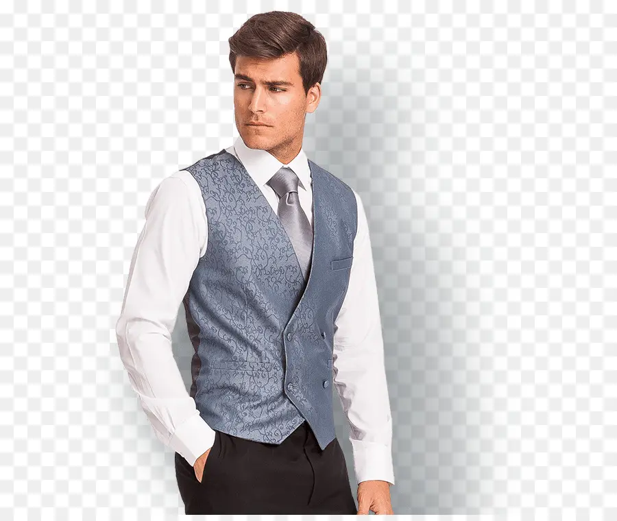 Homem De Colete Azul，Traje Formal PNG