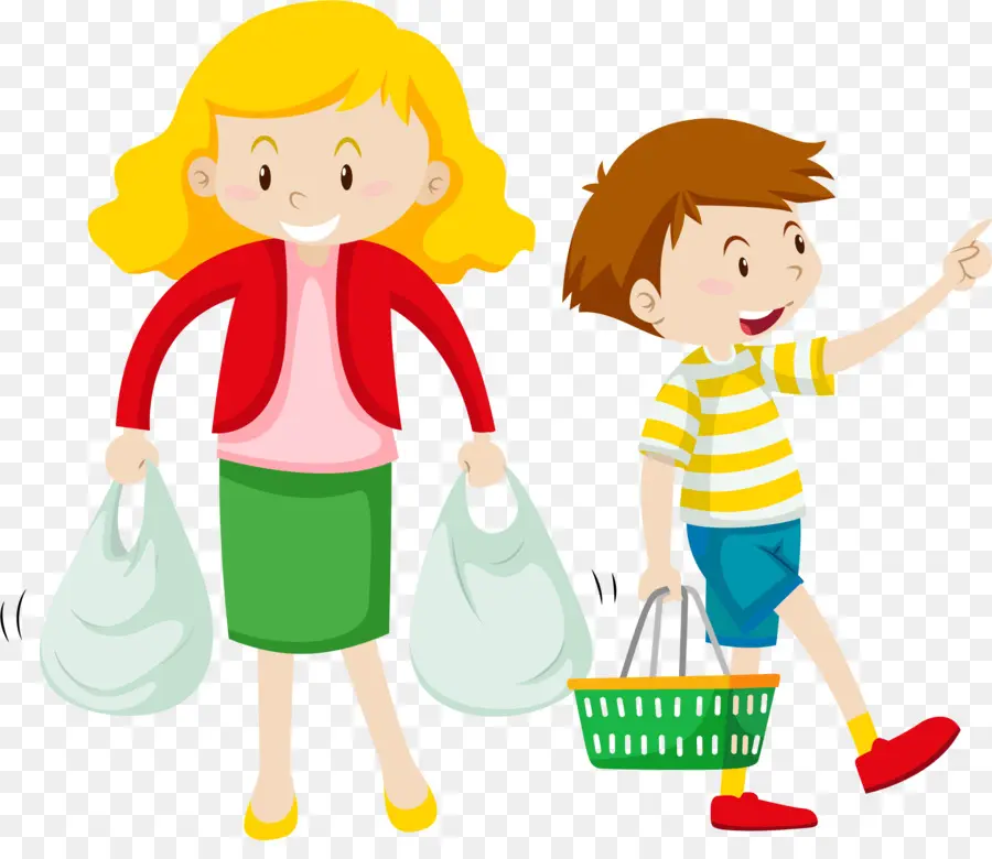 Compras De Mãe E Filho，Família PNG